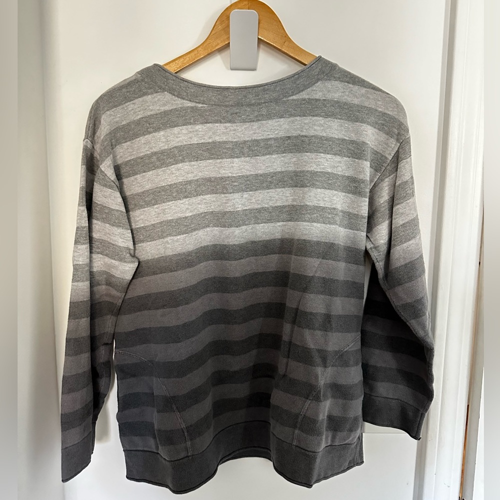 J.Jill Striped Grey Ombré Sweater with Pockets, size S